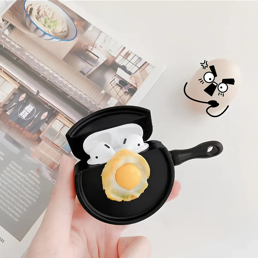 3D croissant silicone protective case for AirPods Pro 3rd gen with integrated hook, yellow bread design