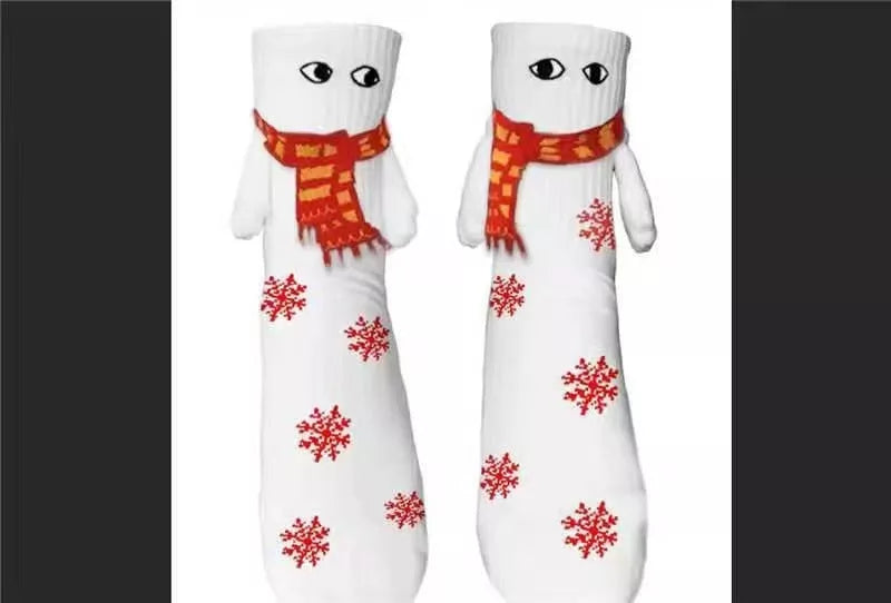 Couple magnetic handle Christmas hand socks in various festive designs