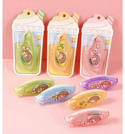 Hand Account Dotting Glue in peach juice colour with cute card packing for stationery adhesive supplies