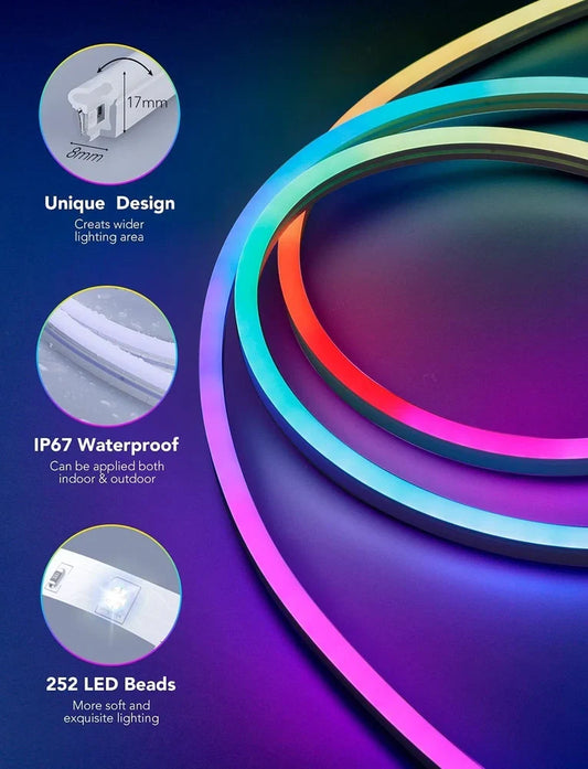 12V/24V Bluetooth WiFi RGBIC music neon light strip with 84 LED beads