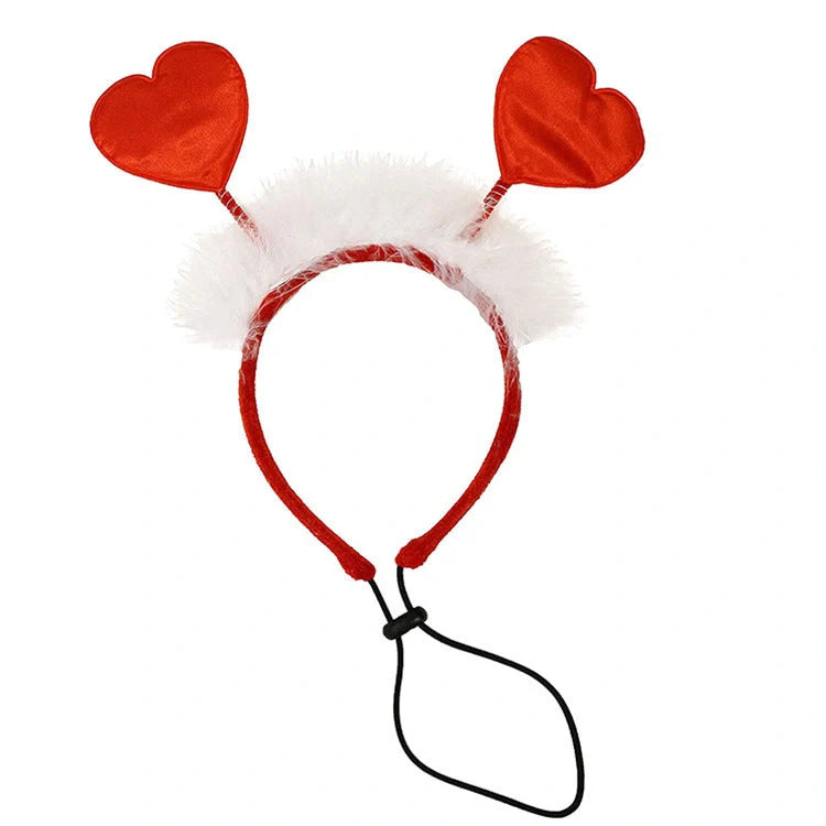 Adorable Valentine's Day pet hairband and scarf set for dogs