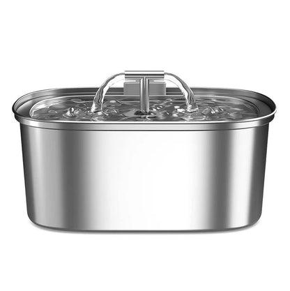 Stainless steel round pet water dispenser with 4L capacity and multiple outlet options
