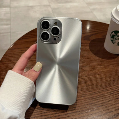 Dustproof metal iPhone case with raised lens protector in dark purple colour