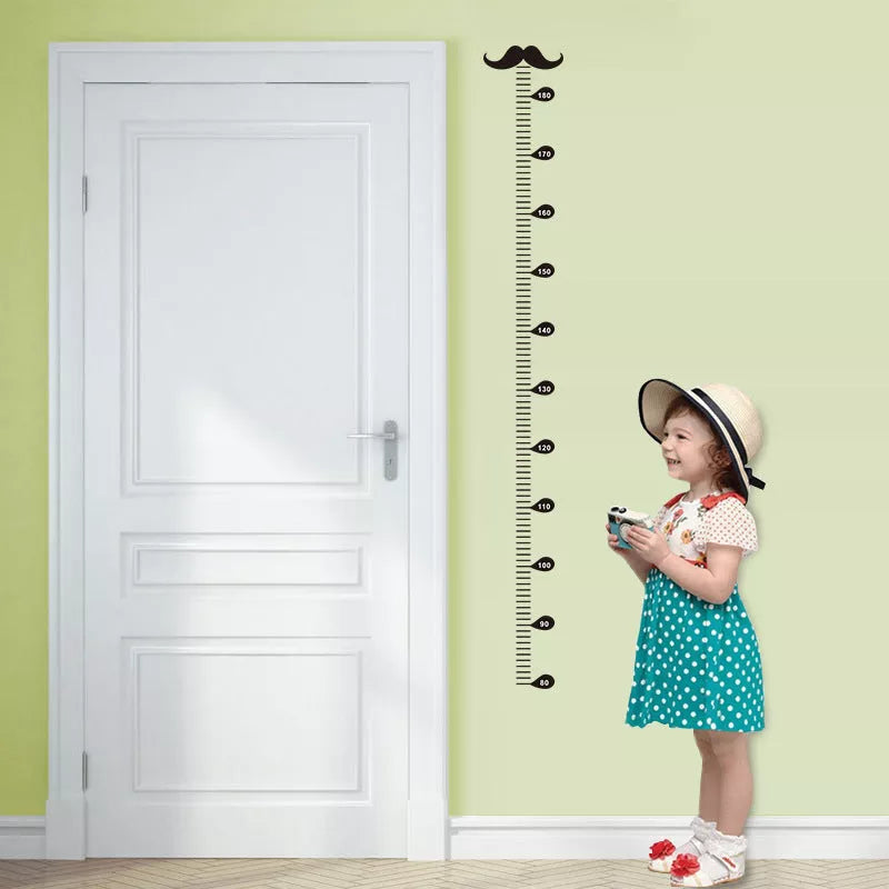Black children's beard height measurement wall sticker, 57x12cm, modern design