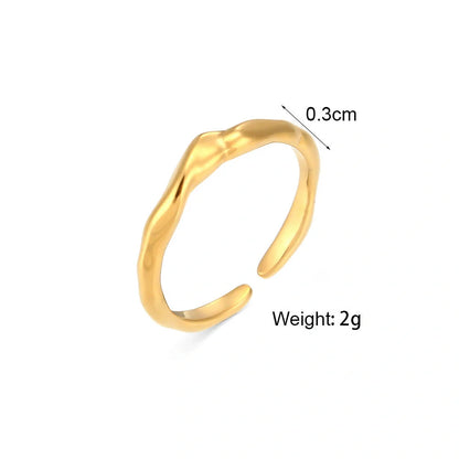 Elegant gold stainless steel bamboo ring with adjustable opening
