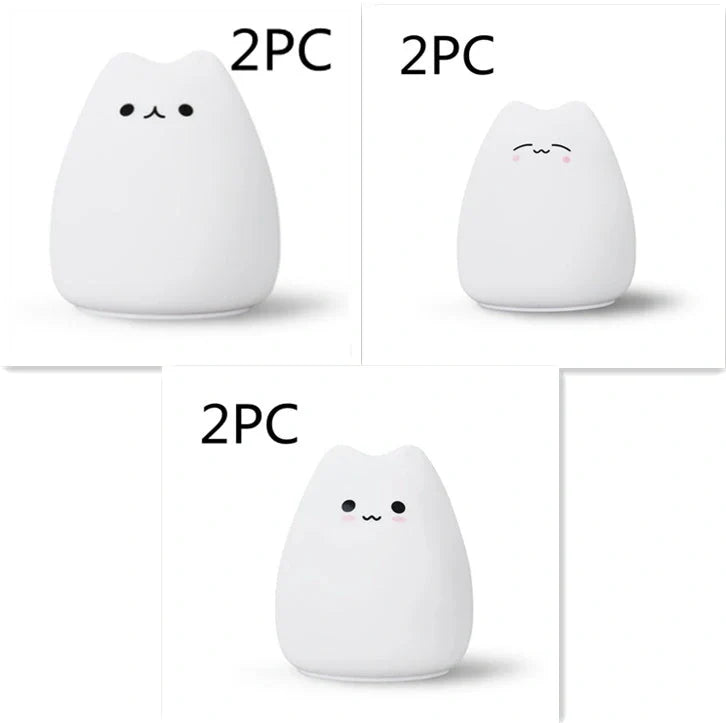 Adorable cat design LED night light for children with color-changing feature