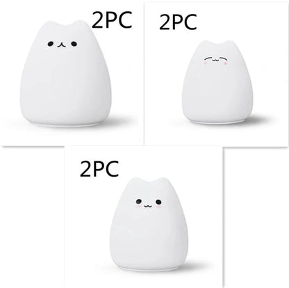 Adorable cat design LED night light for children with color-changing feature