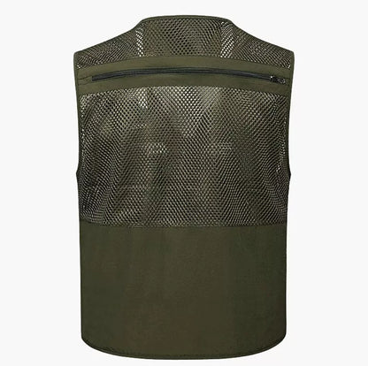Men's professional photography vest with multiple pockets in various colors