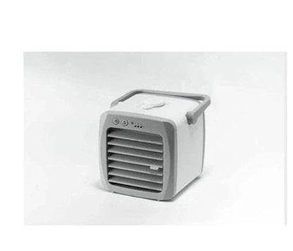 Mini mobile air conditioner electric fan in white with USB portability