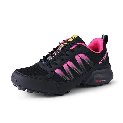 Men's mountaineering and rock climbing sneakers with rubber sole and lace-up front in black colour.