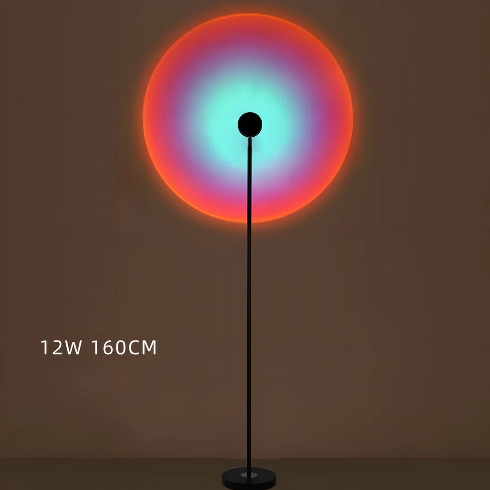 LED sunset atmosphere light with aluminium alloy body and glass shade in sunset red colour