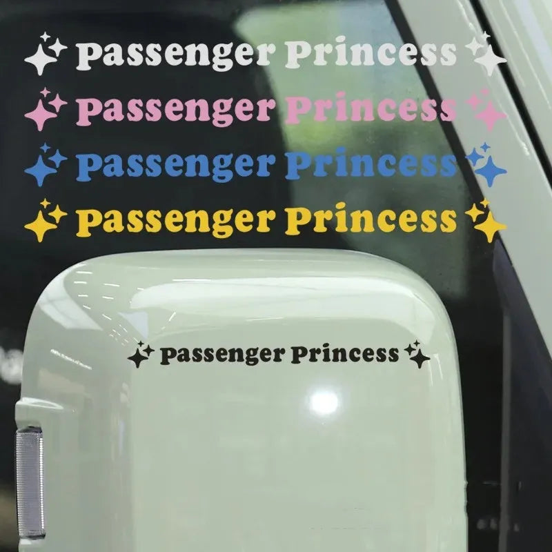 Passenger princess decorative sticker for car rearview mirror in multiple colour options