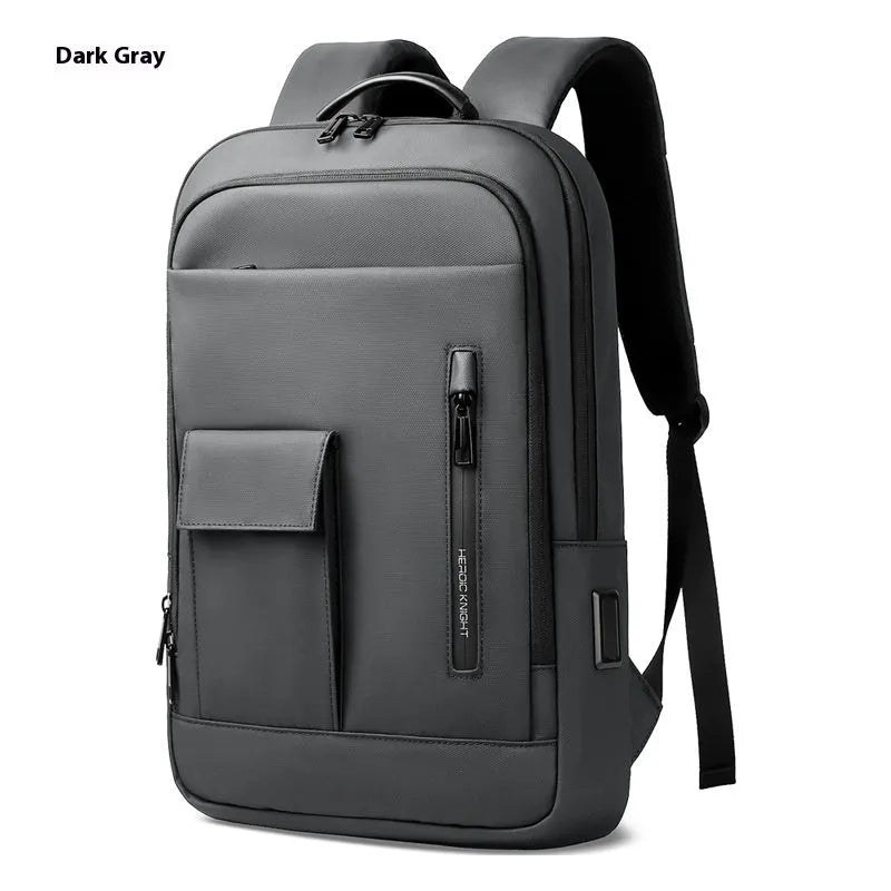 Men's lightweight Oxford cloth backpack in dark grey, olive green, blue or black for business travel and commuting