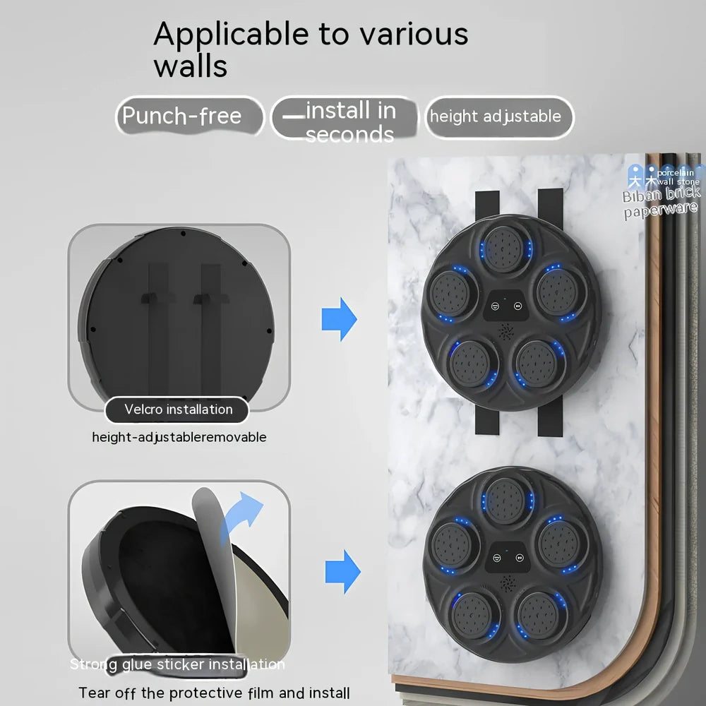 Children's hanging blue light reaction boxing target in PU, 45cm tall with electronic scoring for martial arts training