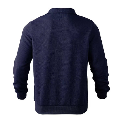 Men's Jacquard Half-Zip Sweatshirt in solid colors with unique lapel design