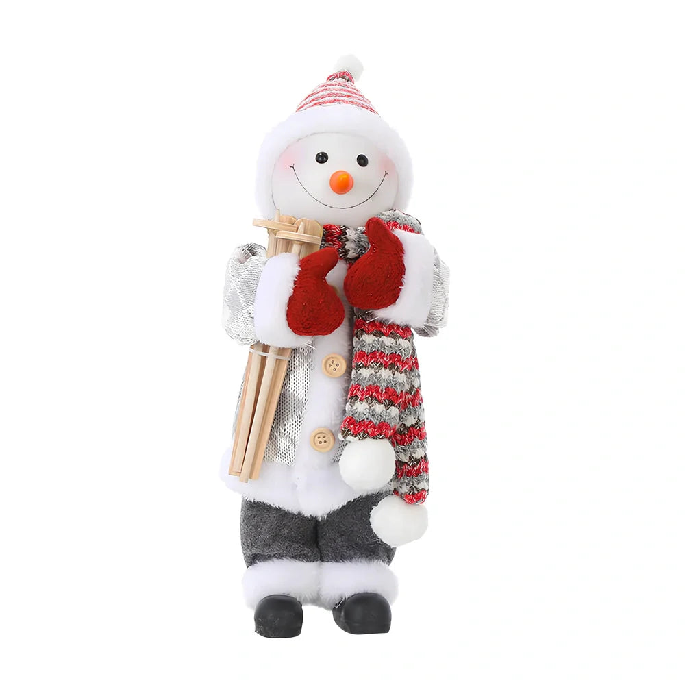 30cm Christmas doll ornaments with sequin details and snowman designs for holiday tree decoration
