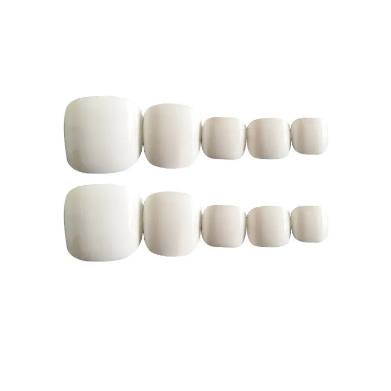 Set of white starry sky patterned self-adhesive nail toe rings for women, shown on a clean surface.