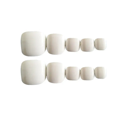 Set of white starry sky patterned self-adhesive nail toe rings for women, shown on a clean surface.