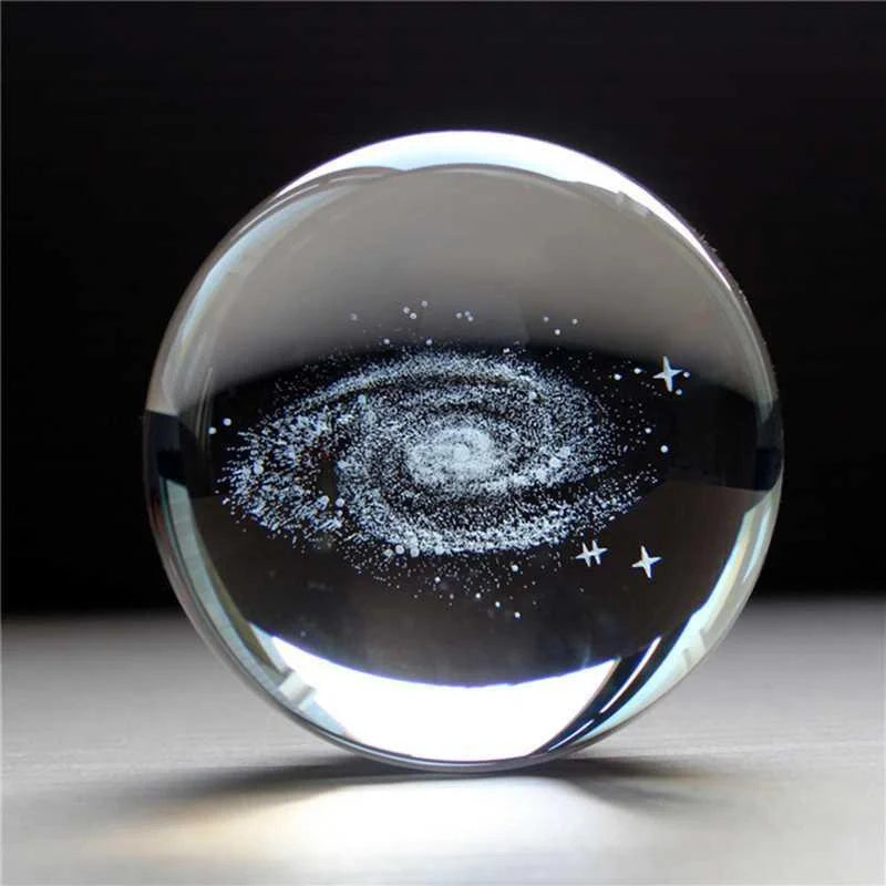 LED Music Box with luminous crystal ball showcasing Milky Way or Solar System design