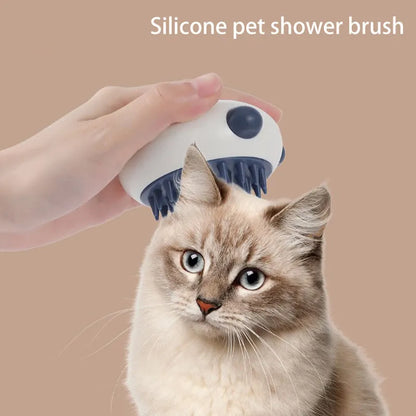 Panda-shaped silicone pet shower brush for cat and dog bathing with soft bristles
