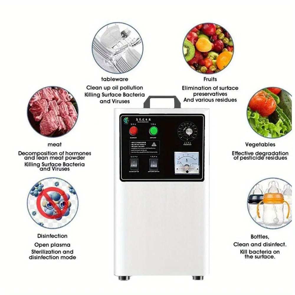 Fruit and vegetable ozone generator with stainless steel housing and 20g/h output for food sanitisation