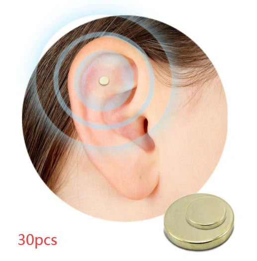 Discreet gold-toned anti-smoking auricular therapy magnet for quitting smoking through acupressure