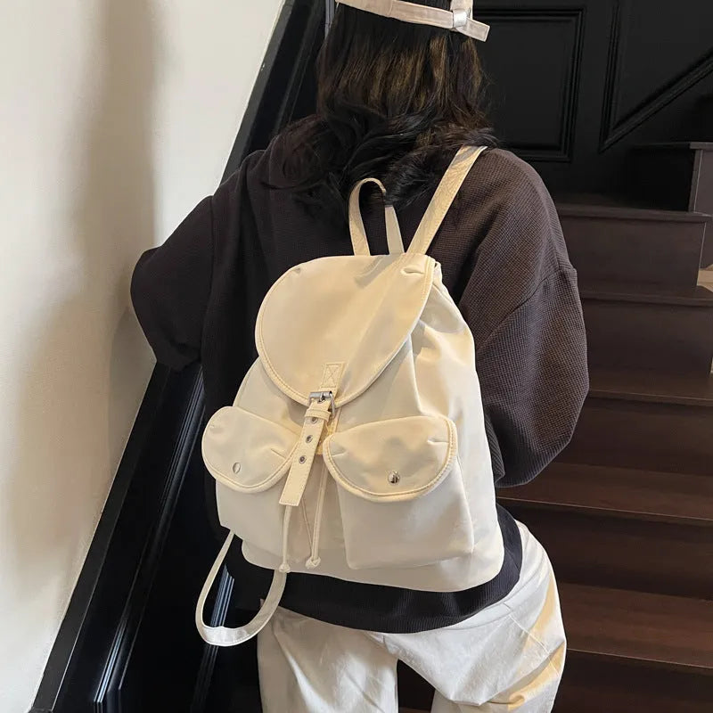 Women's large capacity Oxford cloth schoolbag with sewing thread and printing, free size, available in eight colours
