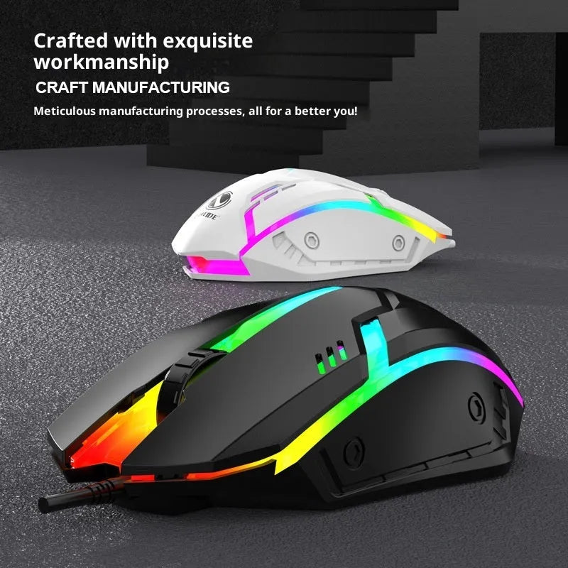 E-sports Weighted Wired Mouse USB Laptop Game Large Mouse Photoelectric Black White Desktop Computer Gaming Mouse