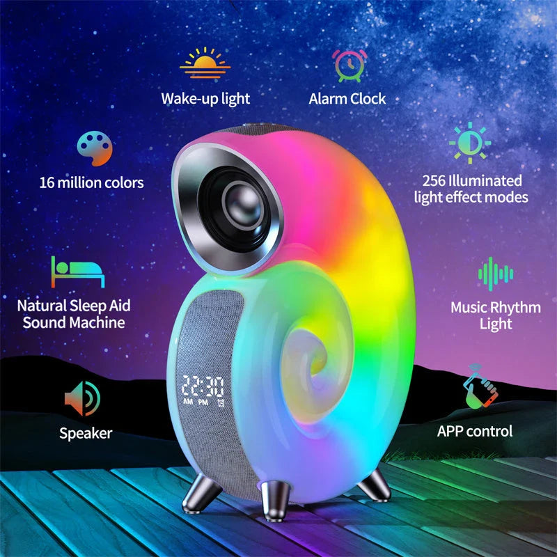 Conch Smart Bluetooth Alarm Clock Wake-Up Lamp with RGB Lighting and Customizable Features