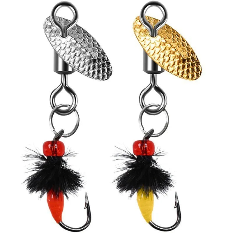 Five bionic poisonous mosquito and fly fishing hooks with spinning sequins