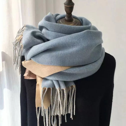 Double-sided Artificial Australian Wool Scarf Shawl in various colors for winter warmth