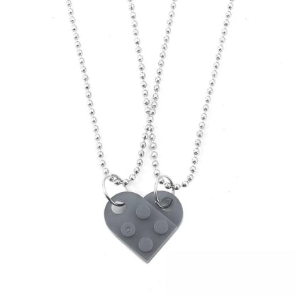 Valentine's Day heart stitching acrylic couple necklace with adjustable chain