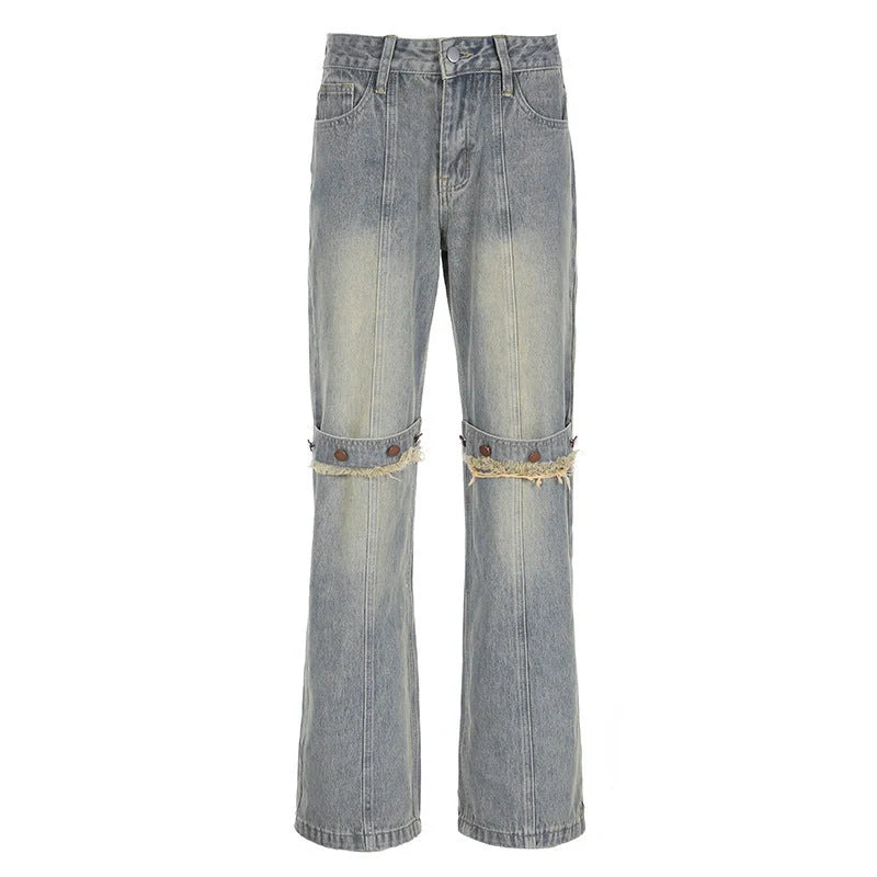 Stylish Y2K-inspired wide-leg denim jeans for women in a relaxed, comfortable fit and classic blue color