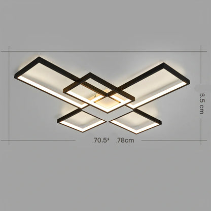 Modern LED ceiling lamp with remote dimming in black or gold finish for 10-15 square metre rooms