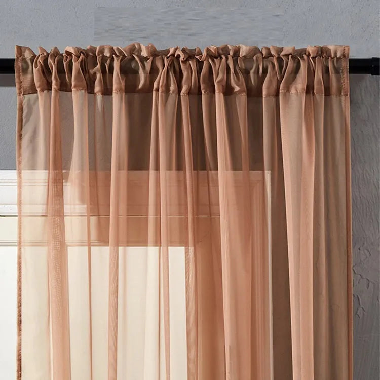 Black modern simple cotton linen window screen curtain hung as a vertical curtain