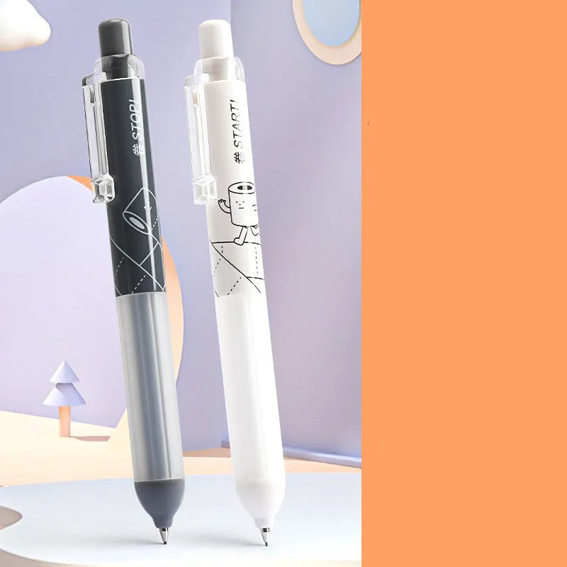 Black and white automatic pencils showing 0.5mm lead tip with minimalist plastic barrel design