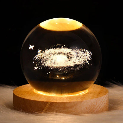 A mesmerizing galaxy-inspired crystal ball lamp with a warm, soothing LED glow.