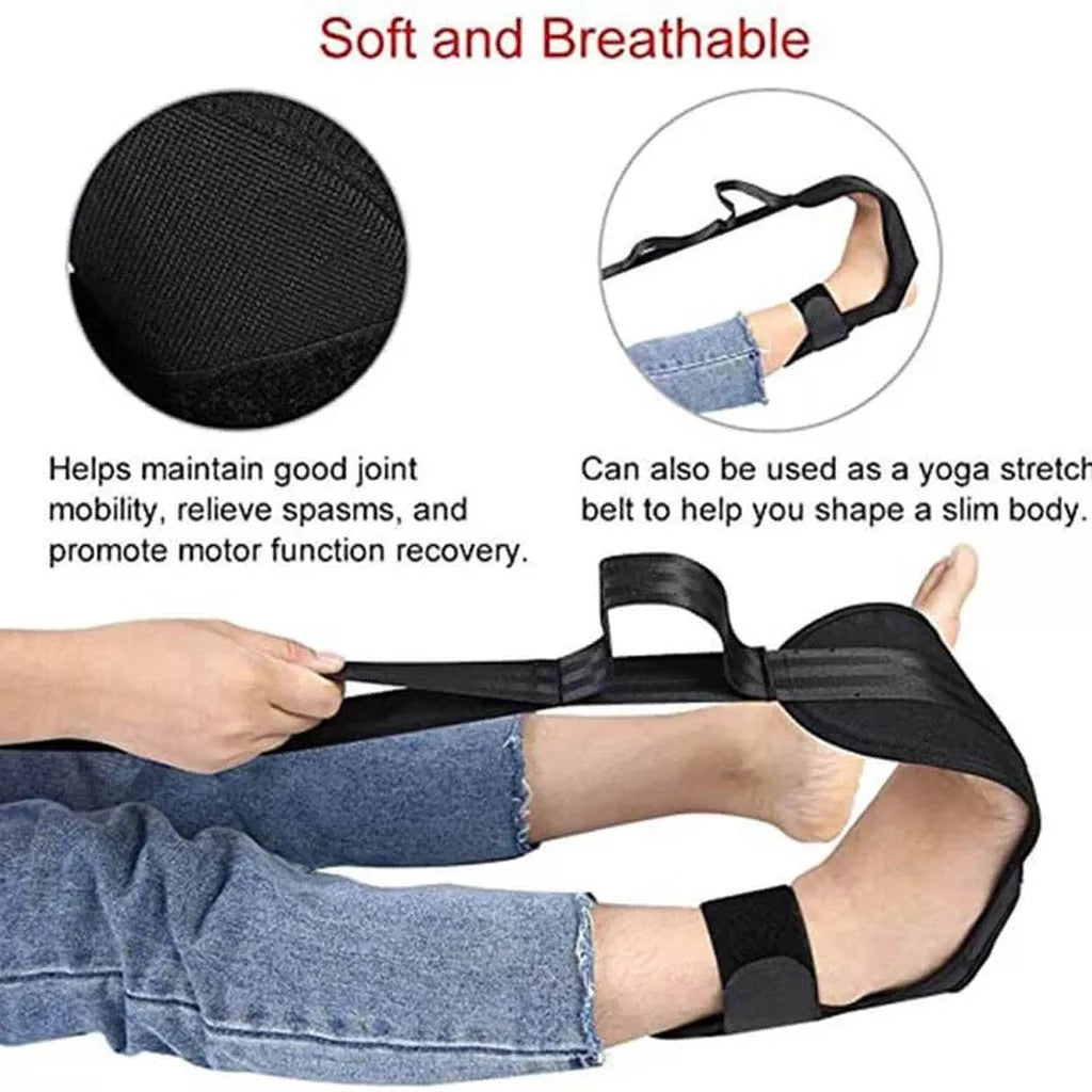 Black neoprene Rehabilitation Lajin Band for yoga and stretching, 155 cm length