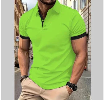 Men's short-sleeve casual polo shirts in a variety of vibrant colors and sizes