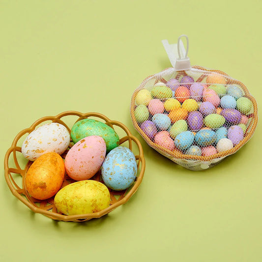 Colorful, hand-painted DIY Easter egg ornaments made of durable plastic for festive holiday decor