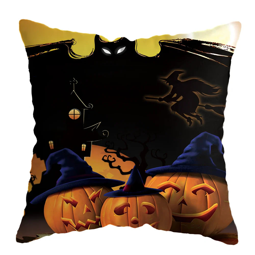 45x45cm linen pillow cover with skull pattern for Halloween decorations