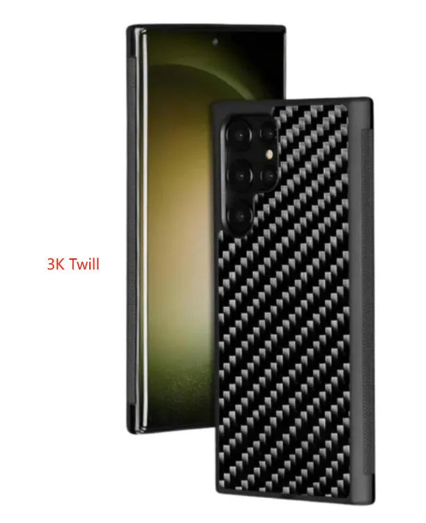 Samsung S25 phone case with forged carbon fibre design in multiple colour options