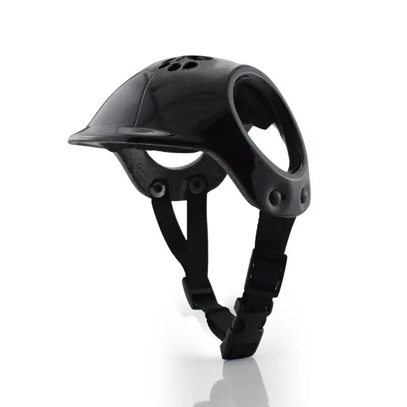PET plastic cycling helmet for small and medium sized dogs in black, white, or pink colours