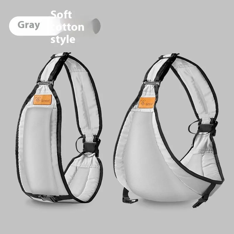 Cloth fabric baby waist stool carrier for hands-free carrying of infants and children.