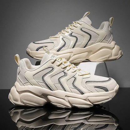 Black Increased Mesh Tide Sports Casual Shoes with breathable PU upper and rubber sole