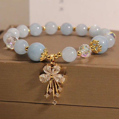Unisex crystal normcore style bracelet in Aquamarine Butterfly or Pink Crystal Butterfly colour.