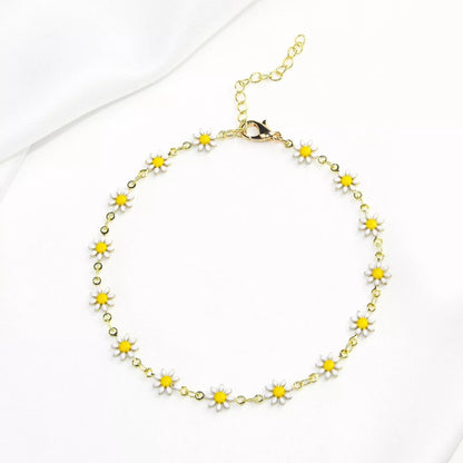 Little Daisy Anklet - Colorful floral ankle ring with adjustable fit