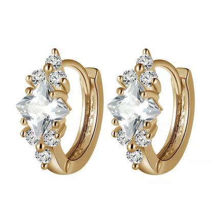 Personalized square zircon earrings in gold, silver, and colored zircon options with a geometric design