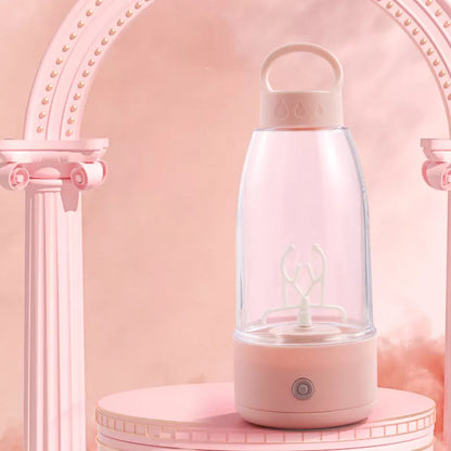 Automatic Electric Shaker Bottle with USB charging in white, pink, and green
