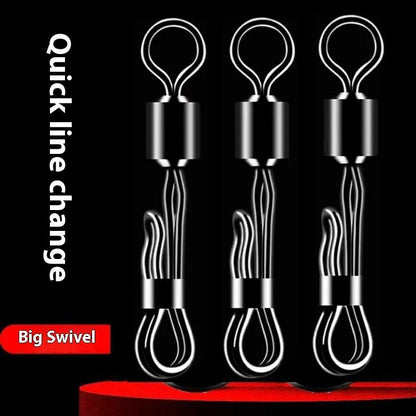 Brass quick change sub line clamp with barrel swivel bearing for fishing line management